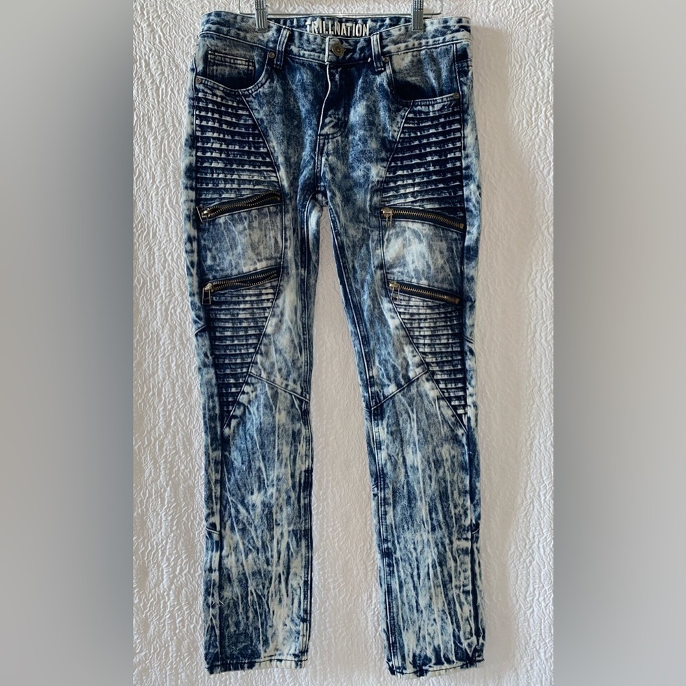 Trillnation Moto Zipper Skinny Fit Jeans